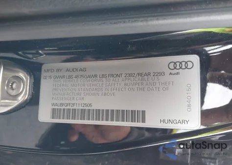 2015 Audi A3 2.0T Premium z USA, uszkodzony, nr VIN WAUBFGFF2F1112505